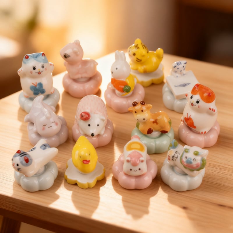 Figurină ceramică rotativă pentru birou, cu animale de desene animate, pentru relaxare
