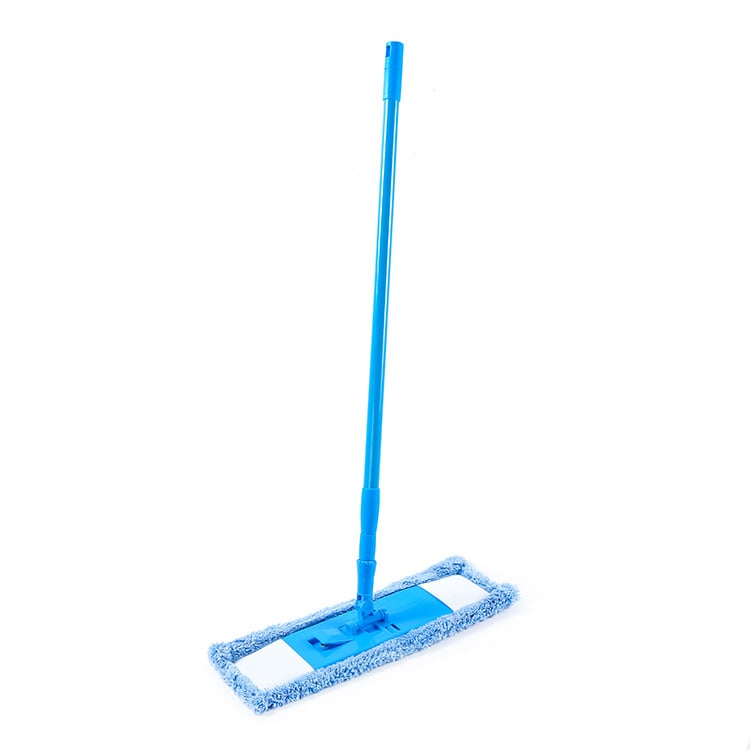 Mop plat pentru podele din lemn, cu cârpă microfibră și capăt din velur coral