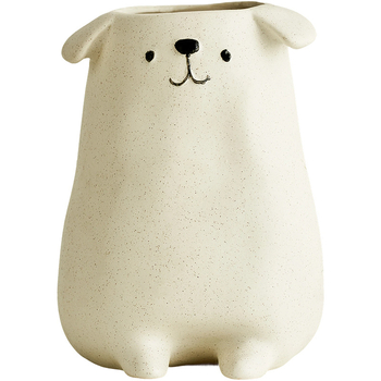 Vază ceramică cu cățeluș drăguț – decor pentru birou, sufragerie, hol sau dormitor.