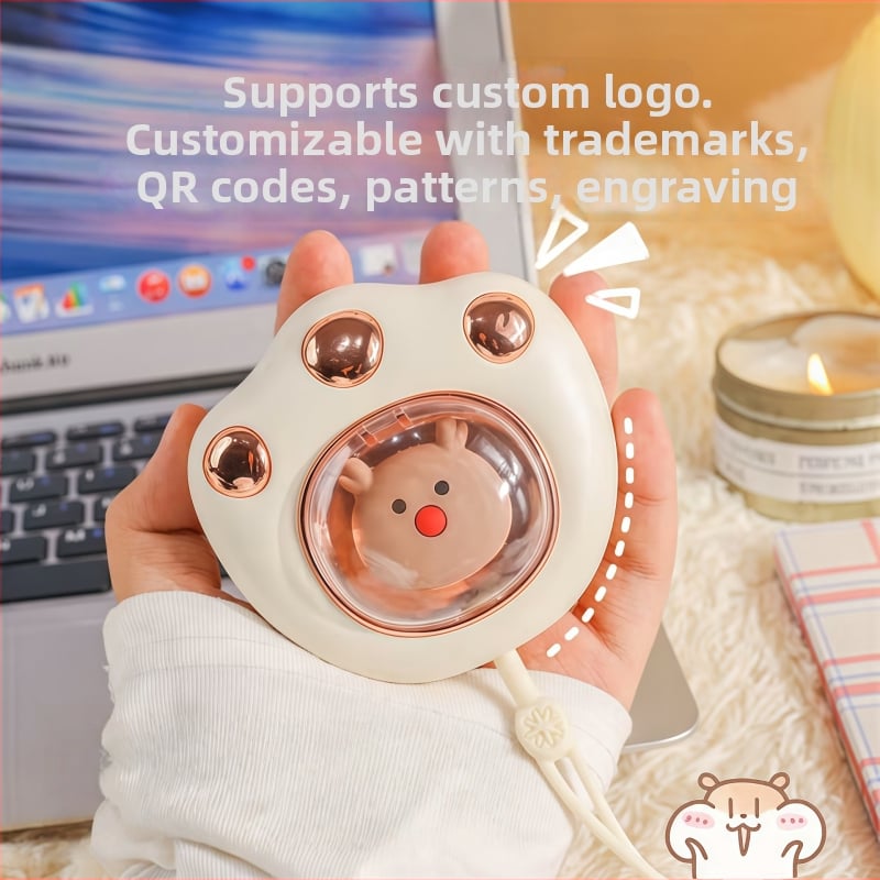 Θερμαντήρας χεριών σε σχήμα πατουσιάς γάτας, USB επαναφορτιζόμενος, φορητός, γρήγορη θέρμανση, δώρο χειμώνα