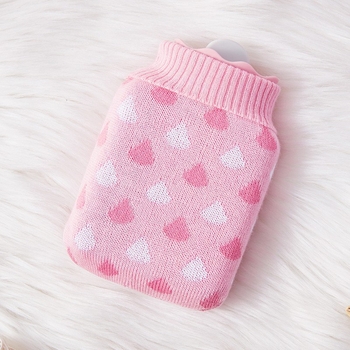 Силиконова бутилка за гореща вода със защита от експлозия, малък размер, 350 ml, сладък дизайн за затопляне на корема и ръцете