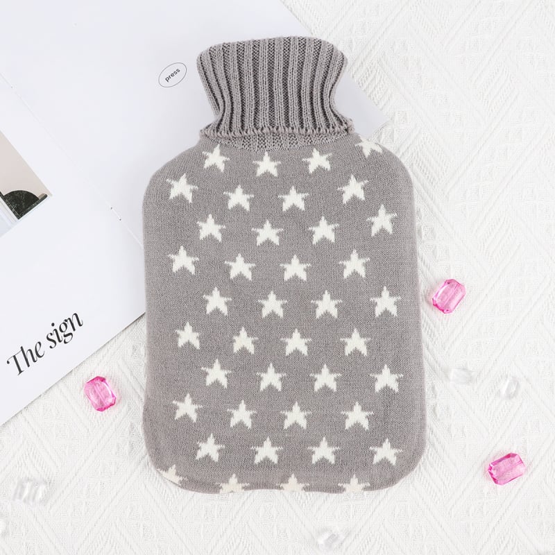 Бутилка за гореща вода с калъф от зайча козина, естествен каучук, удължен горещ компрес за затопляне на завивката