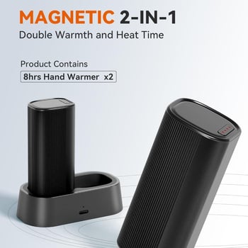 2025 Νέο μοντέλο μαγνητικός θερμαντήρας χεριών δύο σε ένα με αποσπώμενο τμήμα, επαναφορτιζόμενος μέσω USB