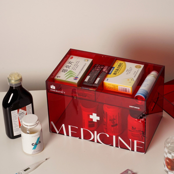 Акрилна аптечка за дома – семейна медицинска кутия за съхранение, прахоустойчива, преносим комплект за първа помощ с голям капацитет