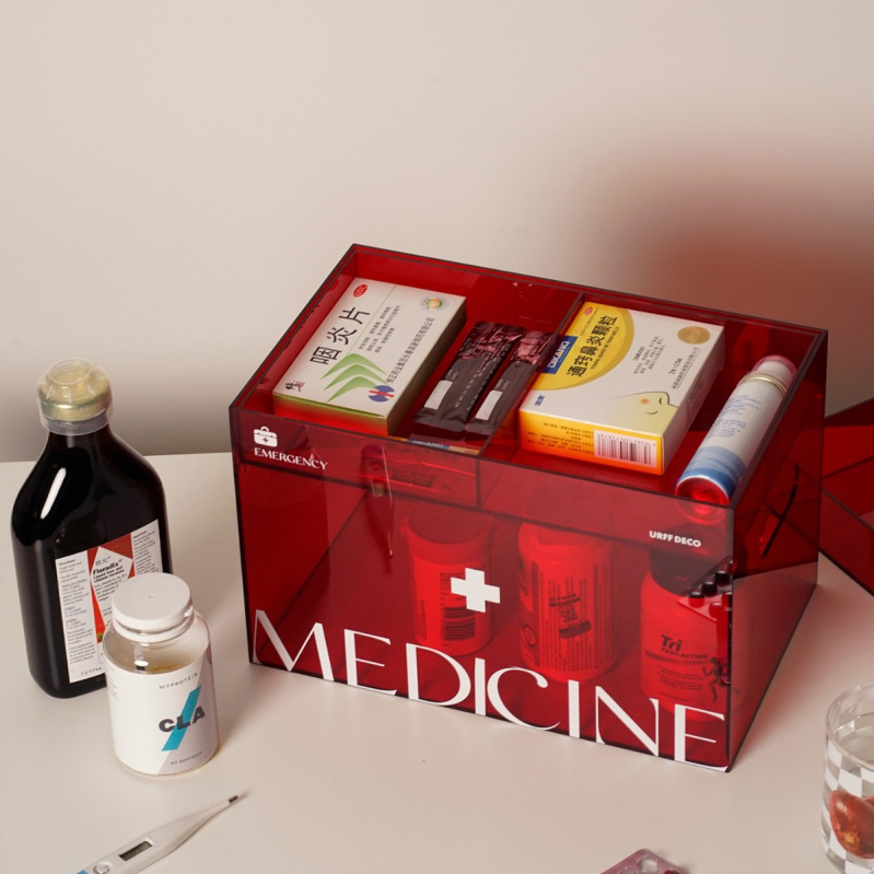 Акрилна аптечка за дома – семейна медицинска кутия за съхранение, прахоустойчива, преносим комплект за първа помощ с голям капацитет