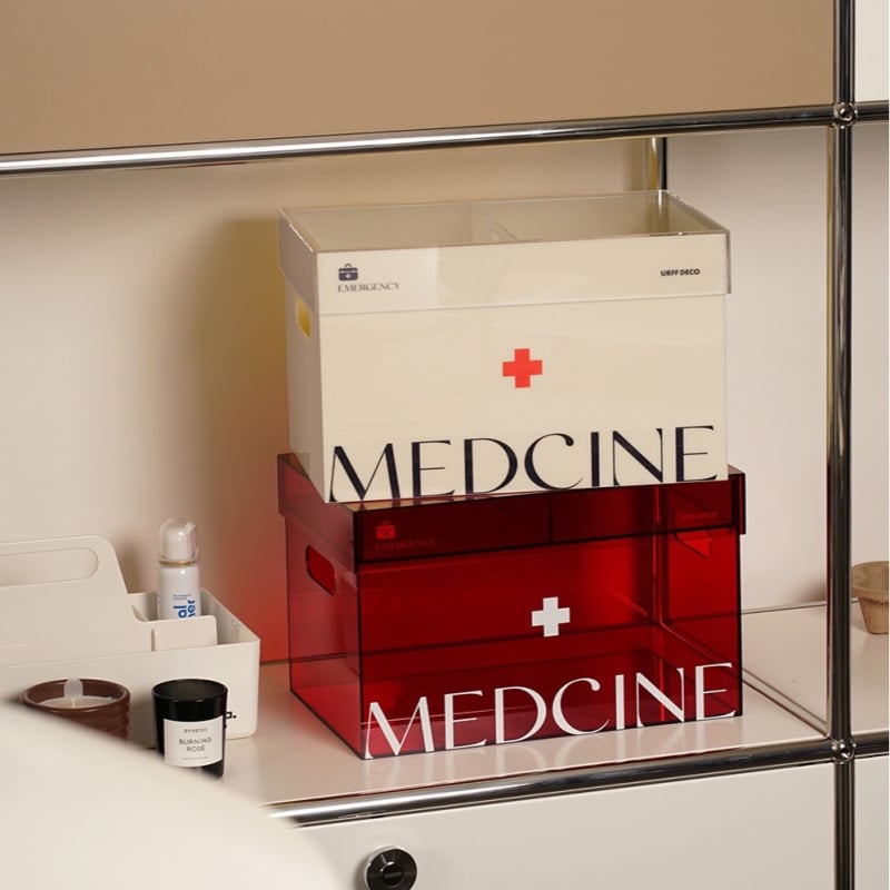 Акрилна аптечка за дома – семейна медицинска кутия за съхранение, прахоустойчива, преносим комплект за първа помощ с голям капацитет