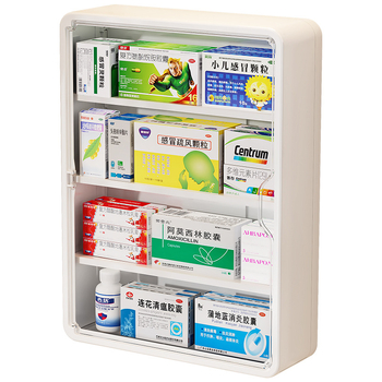 Многослойна стенна аптечка за дома, прозрачен корпус, голям капацитет, без пробиване