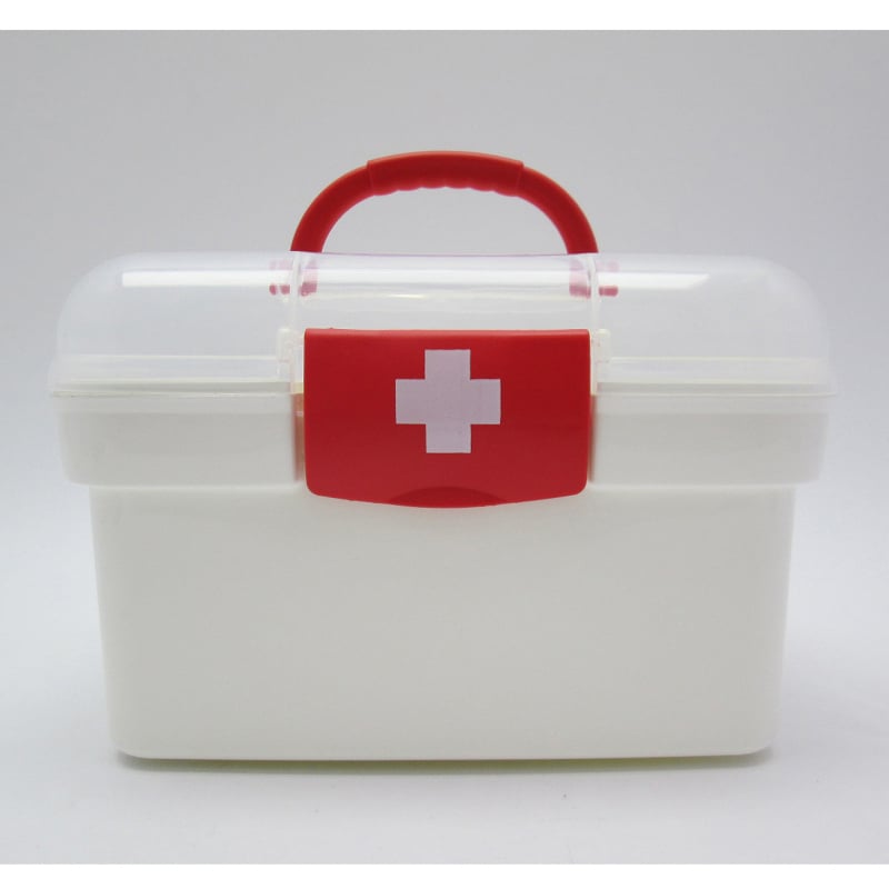 Пластмасова компактна аптечка за дома с отделения за лекарства