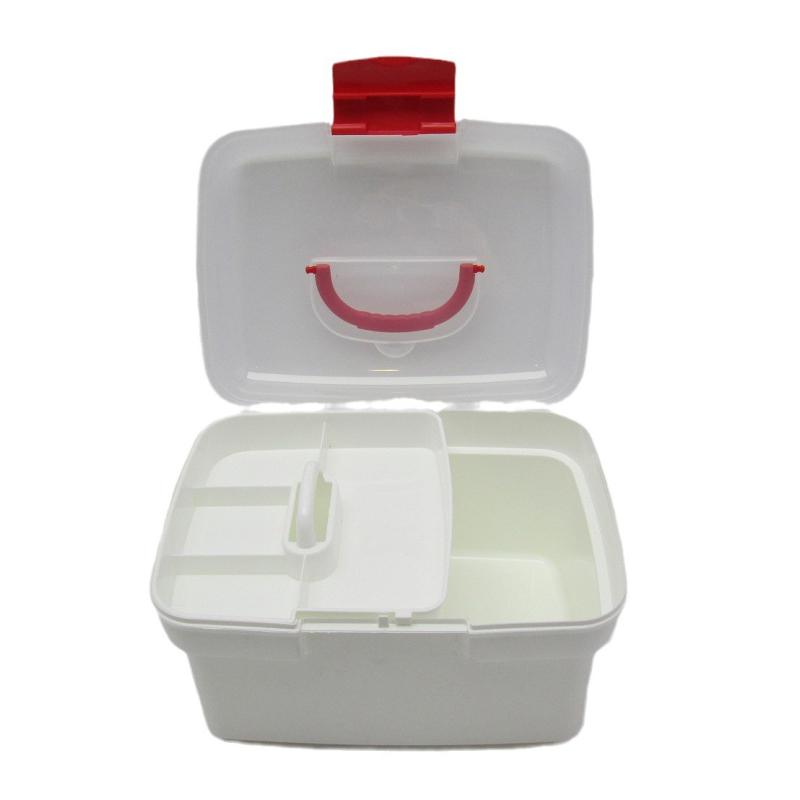 Пластмасова компактна аптечка за дома с отделения за лекарства