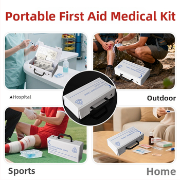 Портативен комплект за първа помощ с флип-капак и PVC кутия за съхранение на лекарства за дома и навън