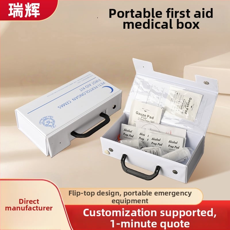 Портативен комплект за първа помощ с флип-капак и PVC кутия за съхранение на лекарства за дома и навън