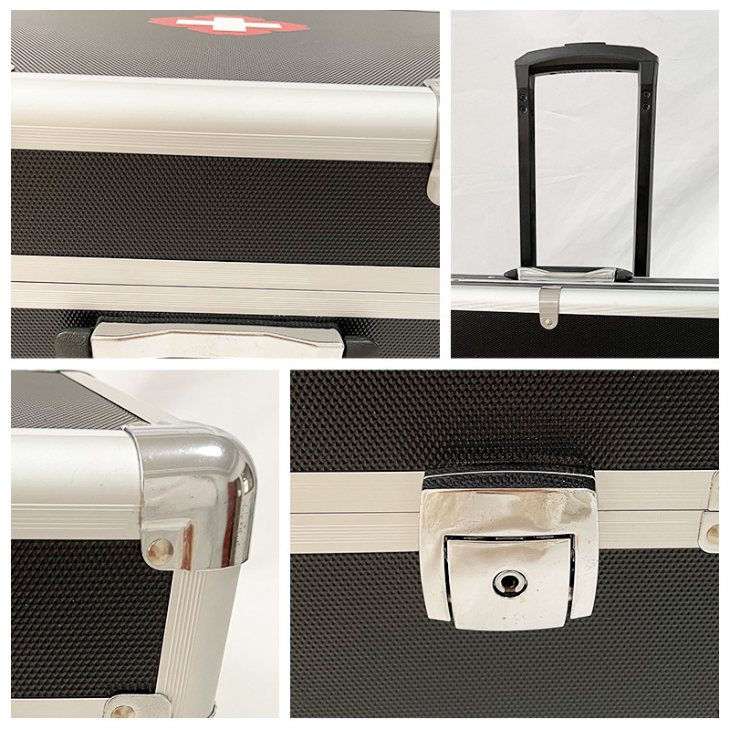 Комплект за първа помощ от алуминиева сплав, голяма вместимост, преносим открит медицински куфар