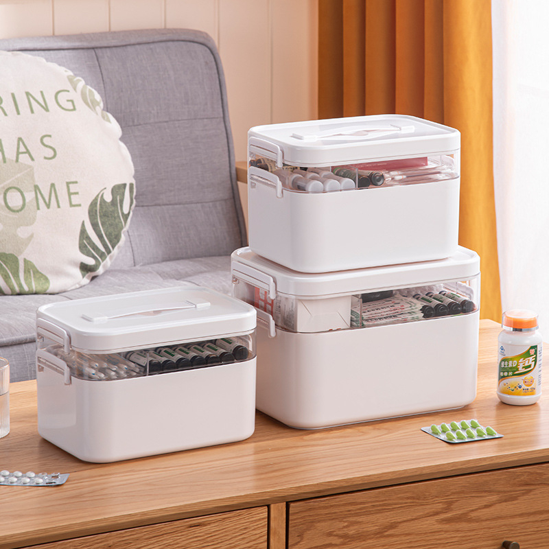 Домашна преносима аптечка за първа помощ с две отделения, голям капацитет и удобна дръжка