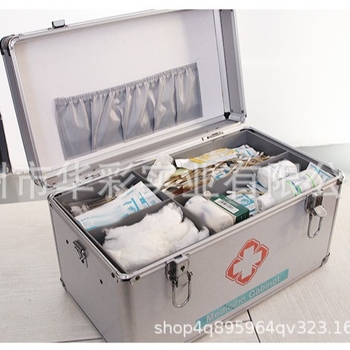 Преносим комплект за първа помощ от алуминиева сплав за дома, компактна метална аптечка