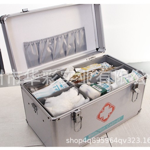 Преносим комплект за първа помощ от алуминиева сплав за дома, компактна метална аптечка