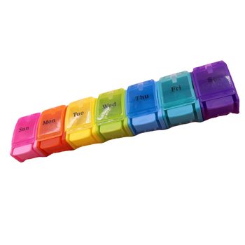 Цветен седмичен органайзер за таблетки с 7 отделения, преносима прахозащитна кутия за лекарства