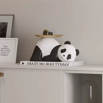 Мила панда — тава за вход със съхранение на ключове, декоративна настолна украса за хол и масичка за кафе, подарък за нов дом