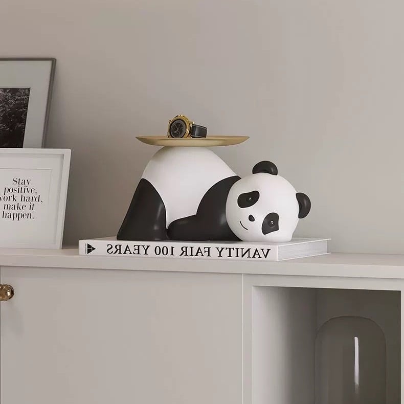 Мила панда — тава за вход със съхранение на ключове, декоративна настолна украса за хол и масичка за кафе, подарък за нов дом