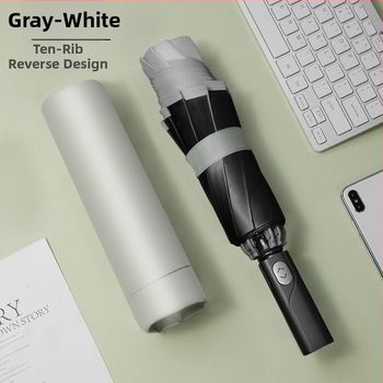 Veľký automatický dáždnik s 10 ramenami pre dve osoby – dvojité použitie na slnko a dažď, skladací dáždnik s LED svetlom