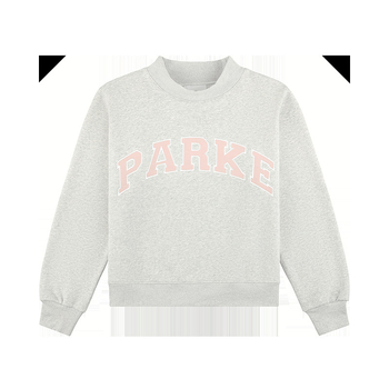 Parke женски сив суитшърт с бродирана буквена апликация, свободен крой, mock neck, дълги ръкави, памук, пролет 2026
