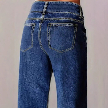 Дамски дънкови панталони, Slim-fit, средна талия, ежедневни, пролет 2025