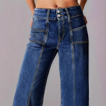 Дамски дънкови панталони, Slim-fit, средна талия, ежедневни, пролет 2025