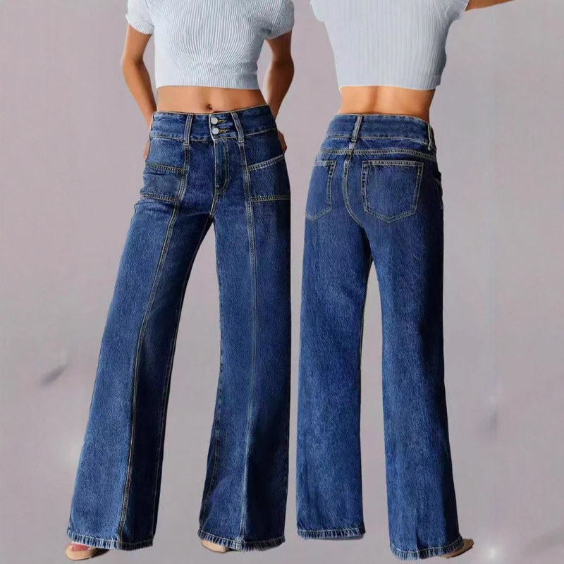 Дамски дънкови панталони, Slim-fit, средна талия, ежедневни, пролет 2025