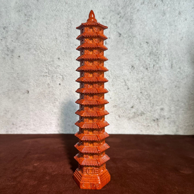 Абаносово дърво, резба, тринадесететажен орнамент Wenchang Tower за домашна и офис декорация
