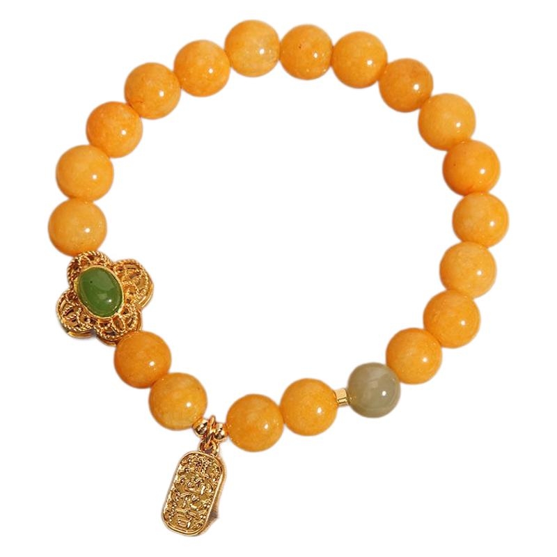 Nova narukvica za žene u antičkom stilu sa žutim jadeitom i kristalima, Hetian jade kuglična narukvica, poklon djevojci ili bliskoj prijateljici