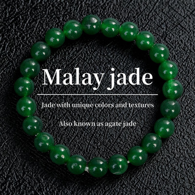 Narukvica od perli Malay Jade - ručno izrađeni prirodni kamen, unisex