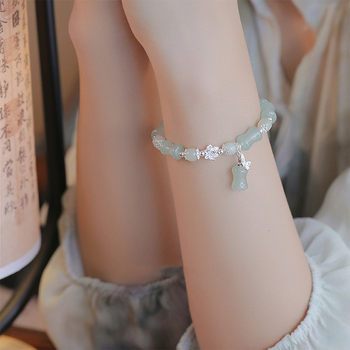 Prirodni Dongling jade srebrna narukvica za žene, novi kineski stil, Hetian jade narukvica s perlicama, dar za djevojku