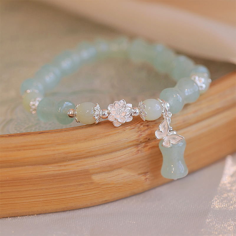 Prirodni Dongling jade srebrna narukvica za žene, novi kineski stil, Hetian jade narukvica s perlicama, dar za djevojku