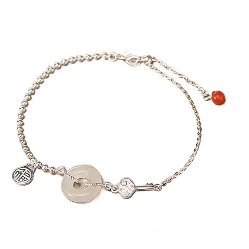 Ženski narukvica od Hetian jade s kopčom mira