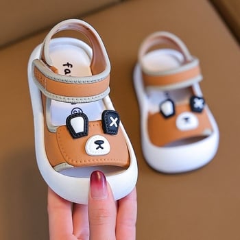 Нови летни детски обувки, ултралеки, с половин пръст и затворени пръсти за момчета и момичета, сандали за бебета и малки деца с мека подметка, които не се хлъзгат.