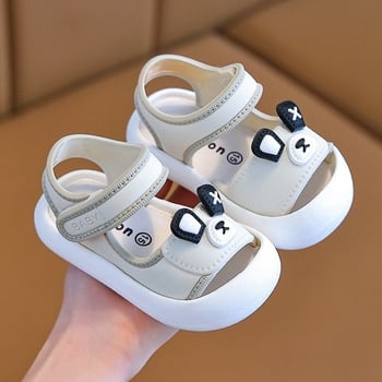 Нови летни детски обувки, ултралеки, с половин пръст и затворени пръсти за момчета и момичета, сандали за бебета и малки деца с мека подметка, които не се хлъзгат.