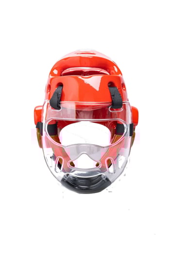 Защита за глава и лице за таекуондо, прозрачен усилен предпазител, сваляема лицева част