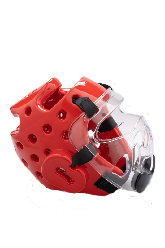 Защита за глава и лице за таекуондо, прозрачен усилен предпазител, сваляема лицева част