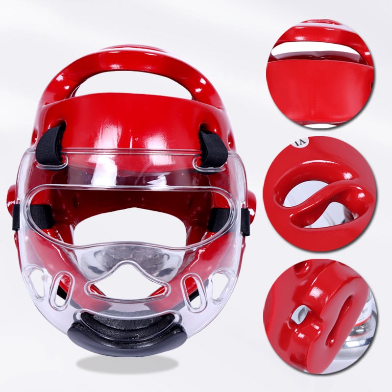 Таекуондо защитна маска за лице, прозрачен щит за глава, с подвижна маска, удароустойчива