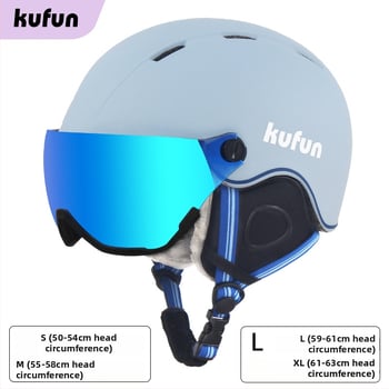Cască de ski cu ochelari integrați, anti-fog, unisex, pentru adulți și copii, echipament de snowboard, compatibil cu ochelari de dioptrii