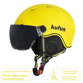 Cască de ski cu ochelari integrați, anti-fog, unisex, pentru adulți și copii, echipament de snowboard, compatibil cu ochelari de dioptrii