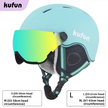 Cască de ski cu ochelari integrați, anti-fog, unisex, pentru adulți și copii, echipament de snowboard, compatibil cu ochelari de dioptrii