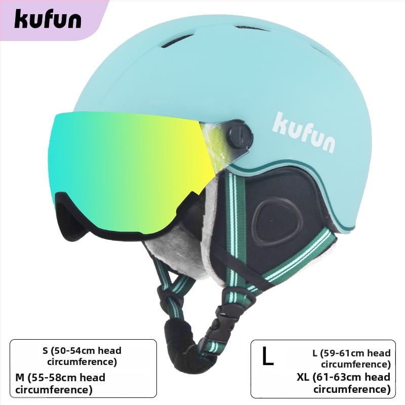 Cască de ski cu ochelari integrați, anti-fog, unisex, pentru adulți și copii, echipament de snowboard, compatibil cu ochelari de dioptrii