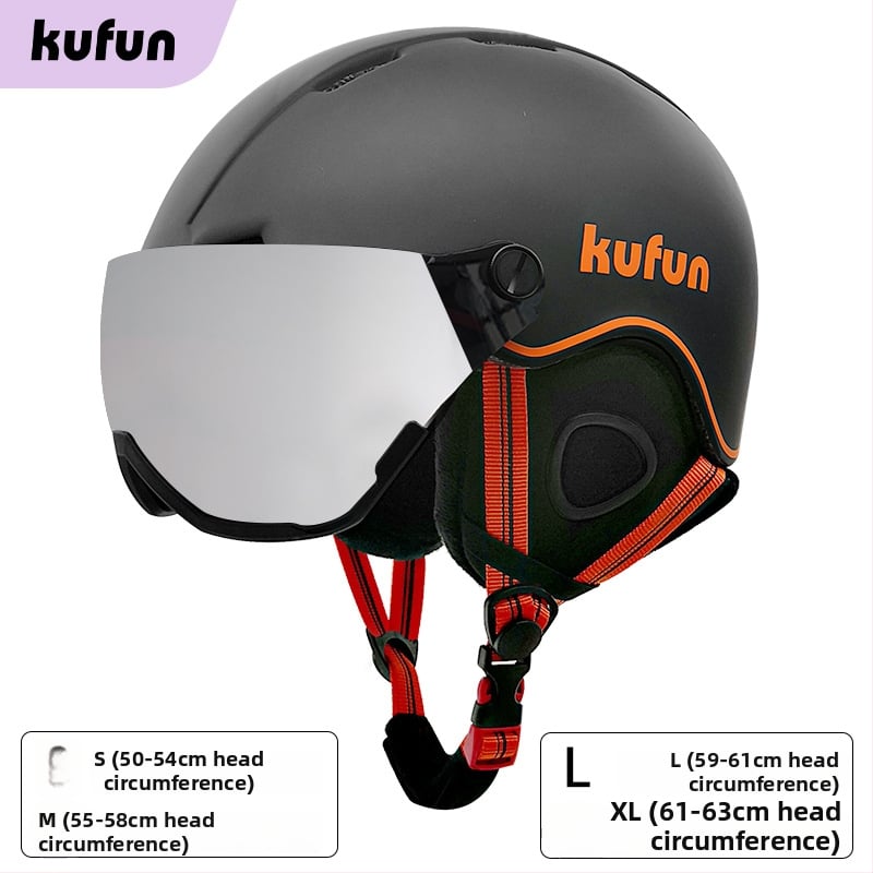 Cască de ski cu ochelari integrați, anti-fog, unisex, pentru adulți și copii, echipament de snowboard, compatibil cu ochelari de dioptrii