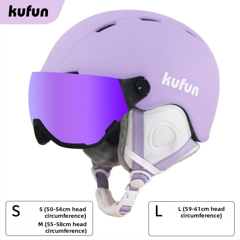 Cască de ski cu ochelari integrați, anti-fog, unisex, pentru adulți și copii, echipament de snowboard, compatibil cu ochelari de dioptrii