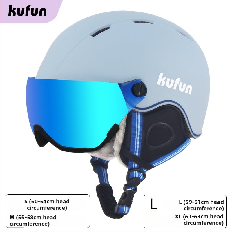 Cască de ski cu ochelari integrați, anti-fog, unisex, pentru adulți și copii, echipament de snowboard, compatibil cu ochelari de dioptrii