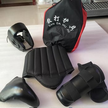 Set de protecție din cinci piese pentru box și taekwondo — protecții pentru cap, talie și genunchi, pentru copii și adulți