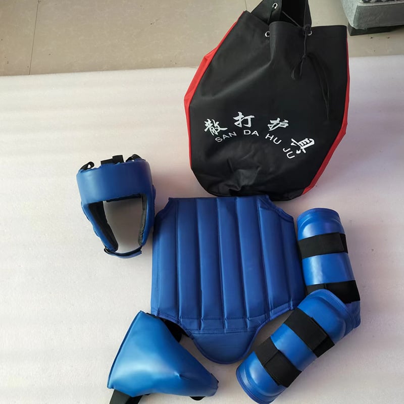 Set de protecție din cinci piese pentru box și taekwondo — protecții pentru cap, talie și genunchi, pentru copii și adulți