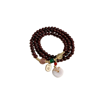 Granatni narukvica s više petlji i sigurnosnom kopčom – ženski retro geometrijski dizajn