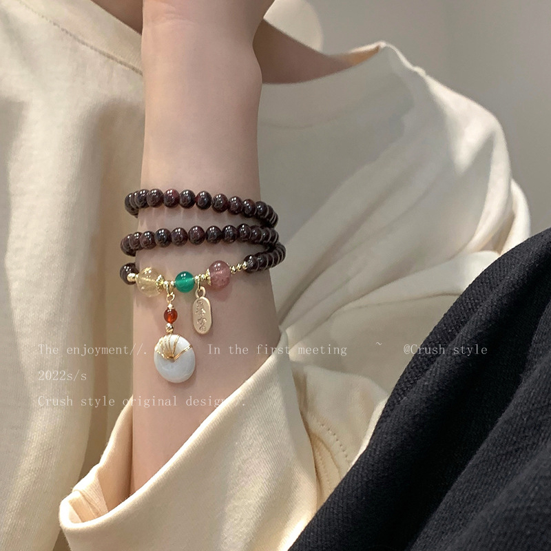 Granatni narukvica s više petlji i sigurnosnom kopčom – ženski retro geometrijski dizajn