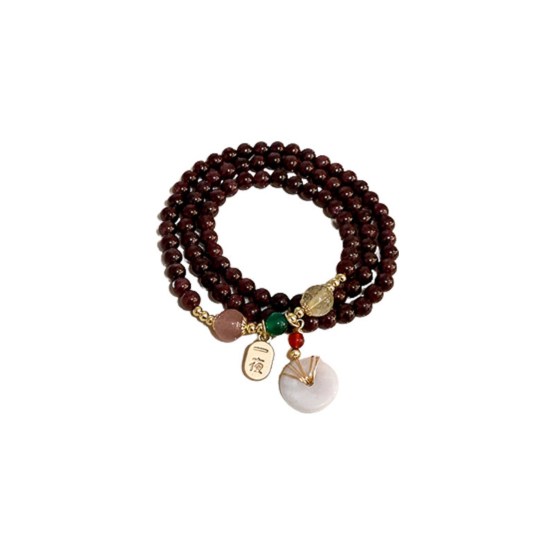 Granatni narukvica s više petlji i sigurnosnom kopčom – ženski retro geometrijski dizajn